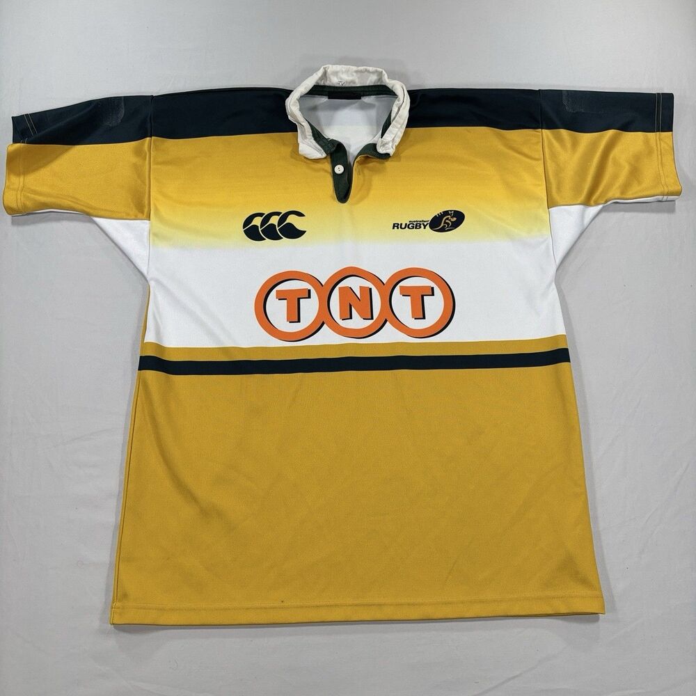 Canterbury Australian Rugby Team Jersey Size Large Short Sleeved Yellow Green